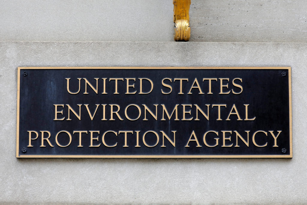 FILE PHOTO: Signage is seen at the headquarters of the United States Environmental Protection Agency (EPA) in Washington, ...