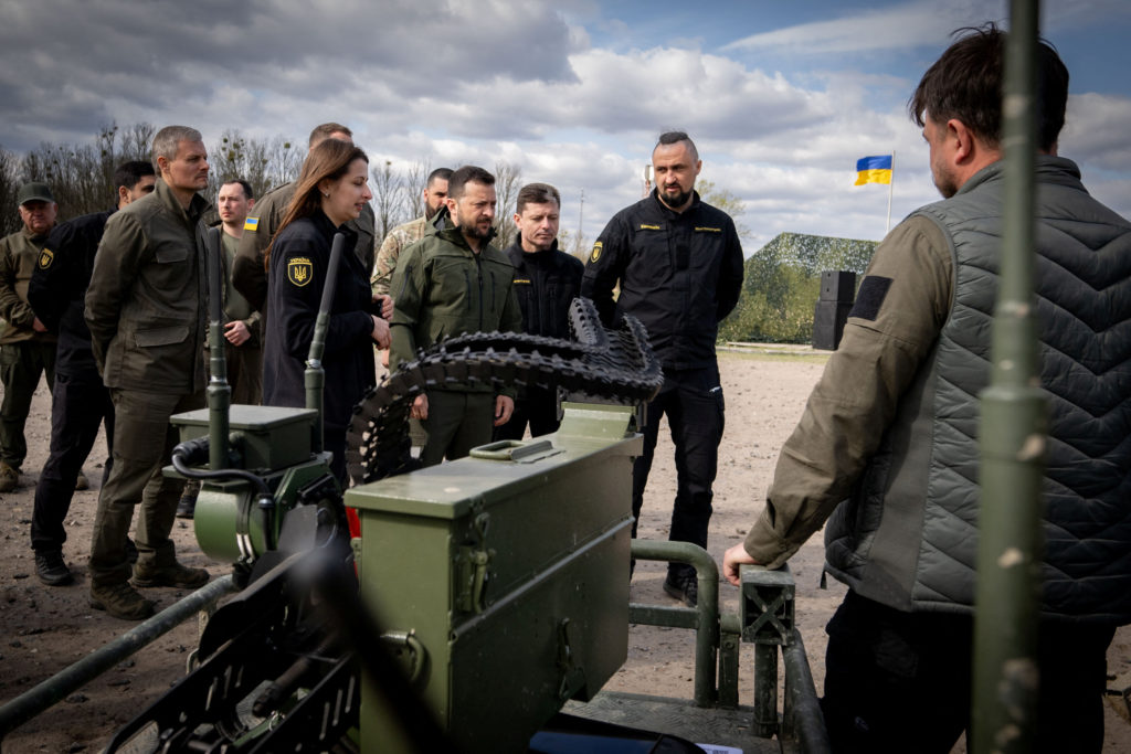 Ukraine's President Zelenskiy inspects newest samples of military equipment and weapons in Kyiv region