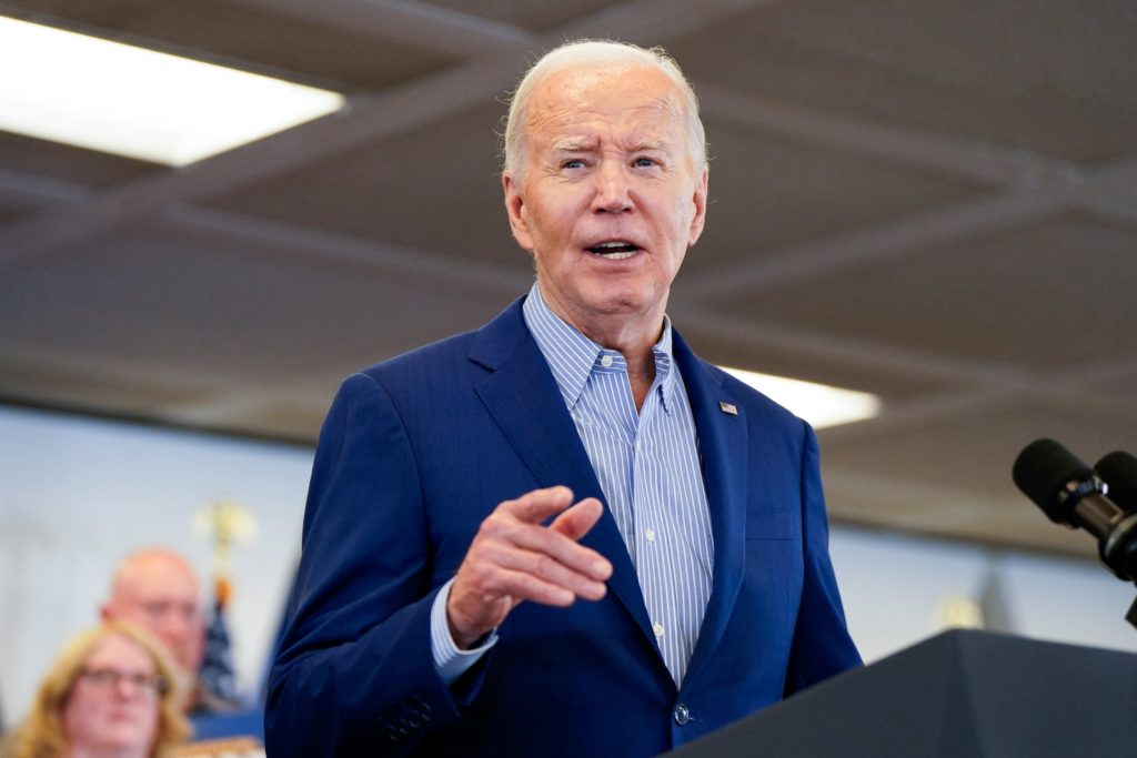 U.S. President Joe Biden delivers remarks at United Steel Workers headquarters in Pittsburgh