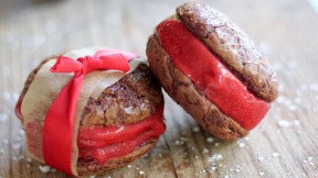 Strawberry Sorbet Brownie Sandwiches recipe